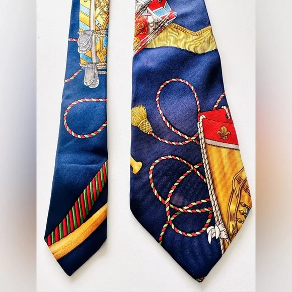 Hermès Paris Blue Silk Tie, Vintage - Picture 8 of 9